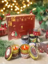 Christmas Scented Candle Set Gift Fragrance Candle Jar Smokeless Romantic Incense Aromatherapy Candle Stonedried Flower Soy Wax