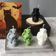 1pc Halloween Aromatic Candle Handmade Skull Shape Scented Candle Aromatherapy Soy Wax Candle Party Home Decoration Ornaments